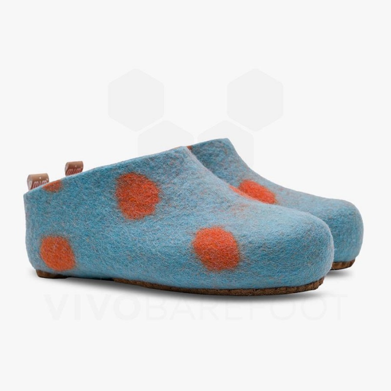 Slipper Vivobarefoot MIM Felt Niños Turquesa Claro Naranjas | MX007FU