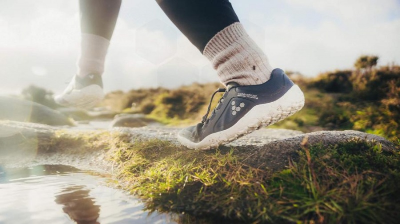 Tenis de Senderismo Vivobarefoot Primus Trail II FG Mujer Azules Oscuro Blancos | MX248YF